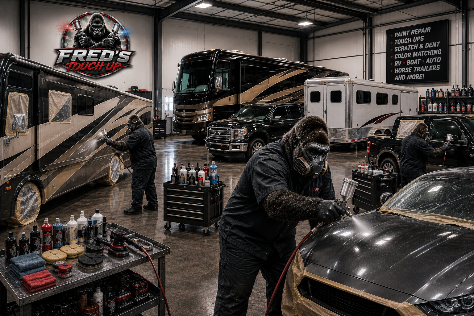 Garage scene showing professional paint work