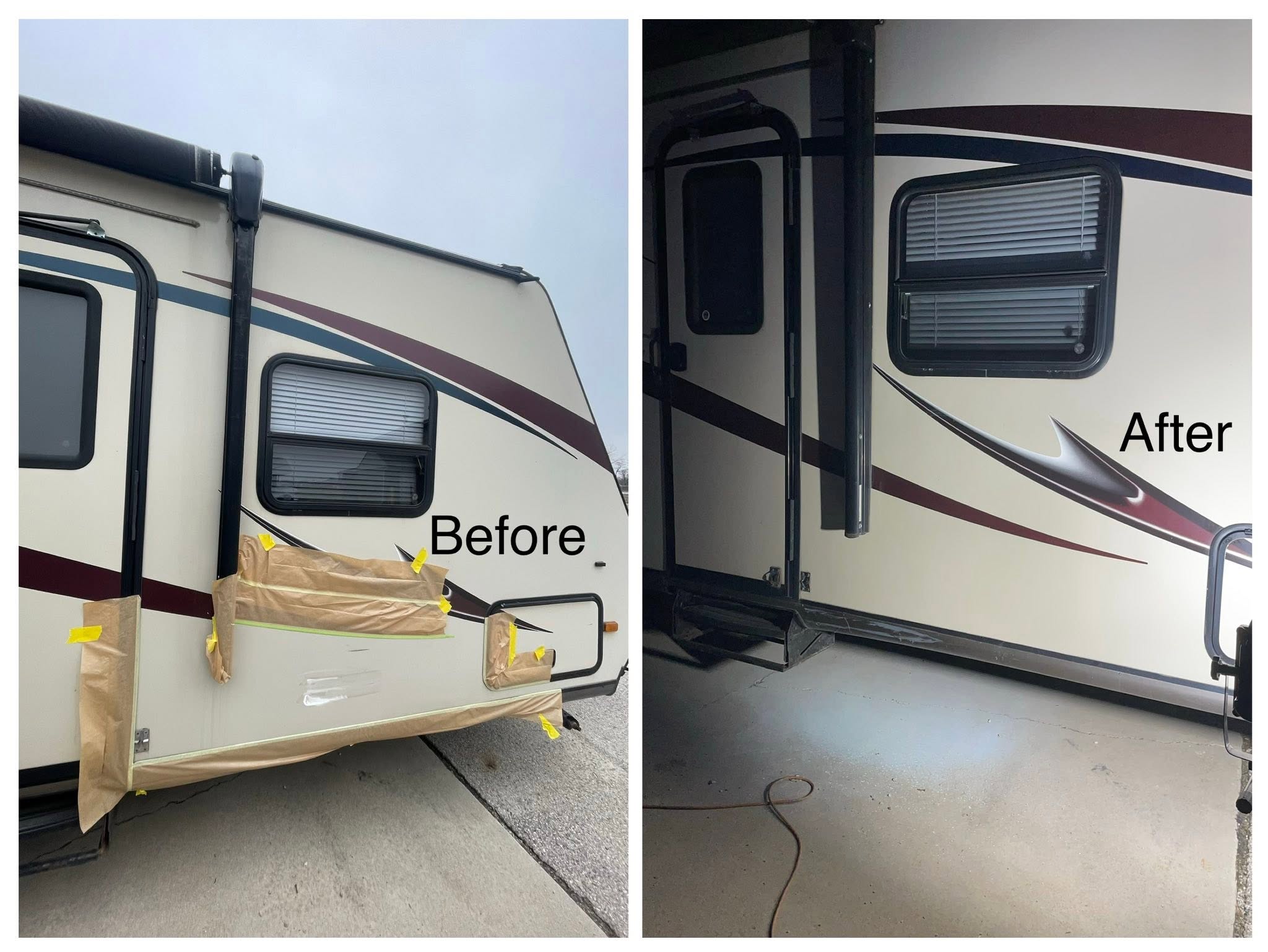 Trailer before and after repair